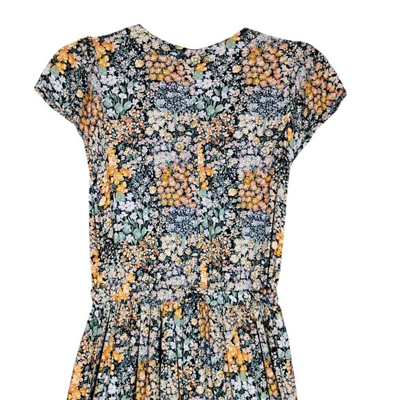 American Eagle Bohemian Dress Size XS Floral Maxi Length Short Sleeve Pullover - Picture 6 of 8